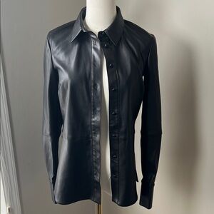 Bardot Black Vegan Leather Button-Up Top